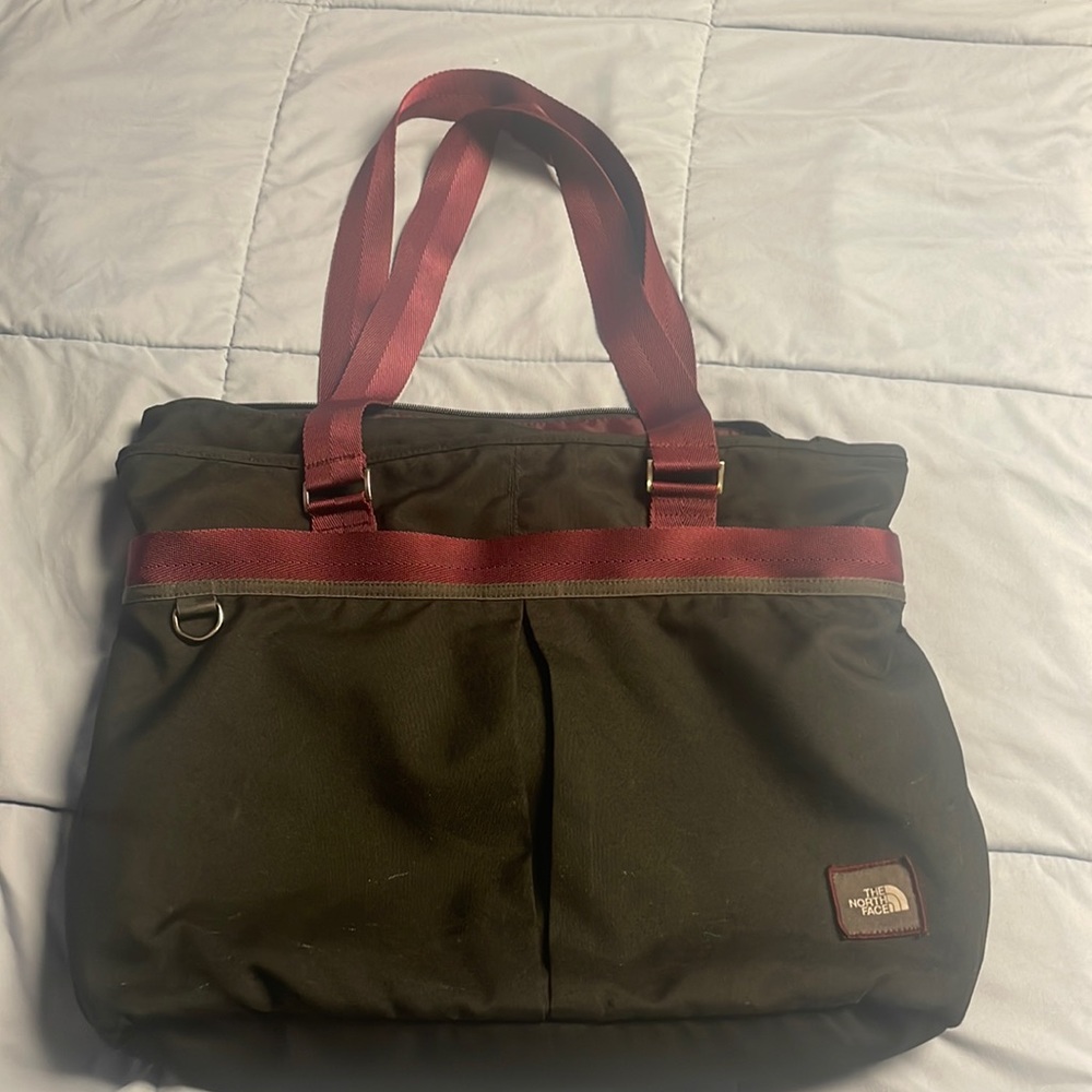 The North Face laptop shoulder bag black and burgundy